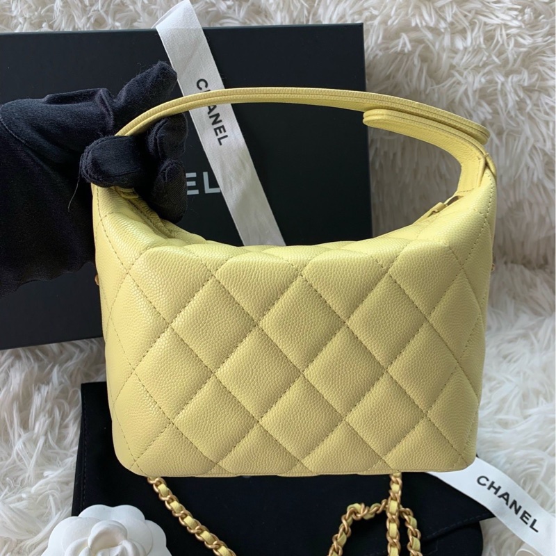 香奈兒 chanel 25p 飯盒包 拉絲金扣大logo 荔枝牛皮 小雞黃-3