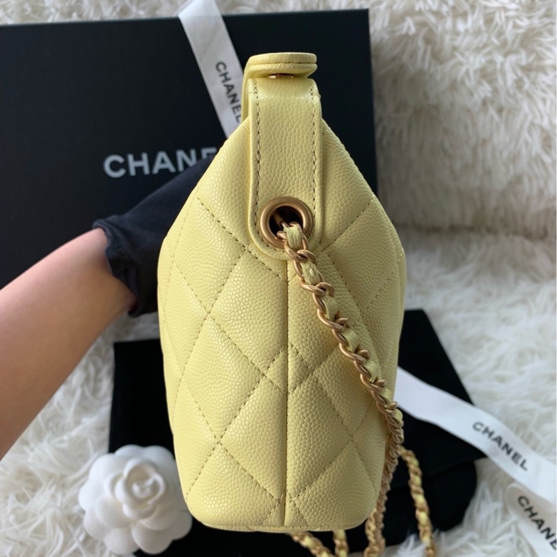 香奈兒 chanel 25p 飯盒包 拉絲金扣大logo 荔枝牛皮 小雞黃-4