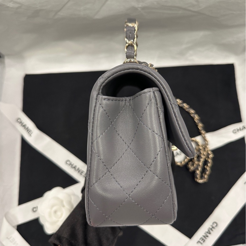 香奈兒 Chanel 23k logo 手柄 cf mini handle 高級灰-2