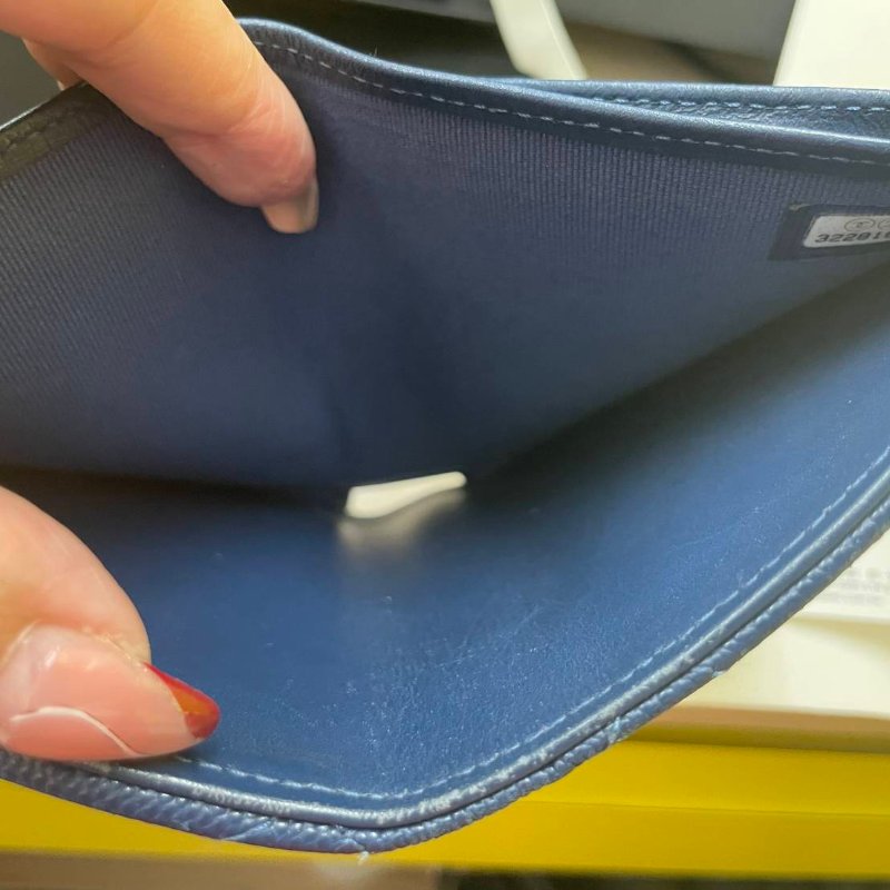 正品chanel 三夾短夾 海軍藍色(附購證)-3