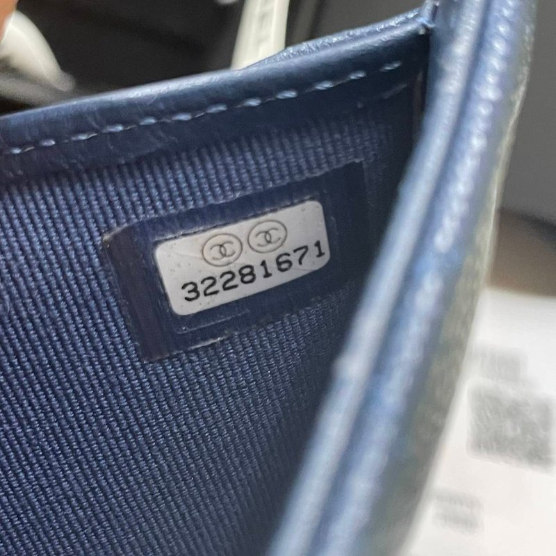 正品chanel 三夾短夾 海軍藍色(附購證)-12