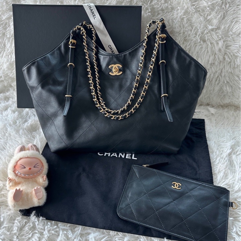 香奈兒 chanel 25s 權志龍 大號 tote 權志龍同款 大托特 購物袋 黑金-0