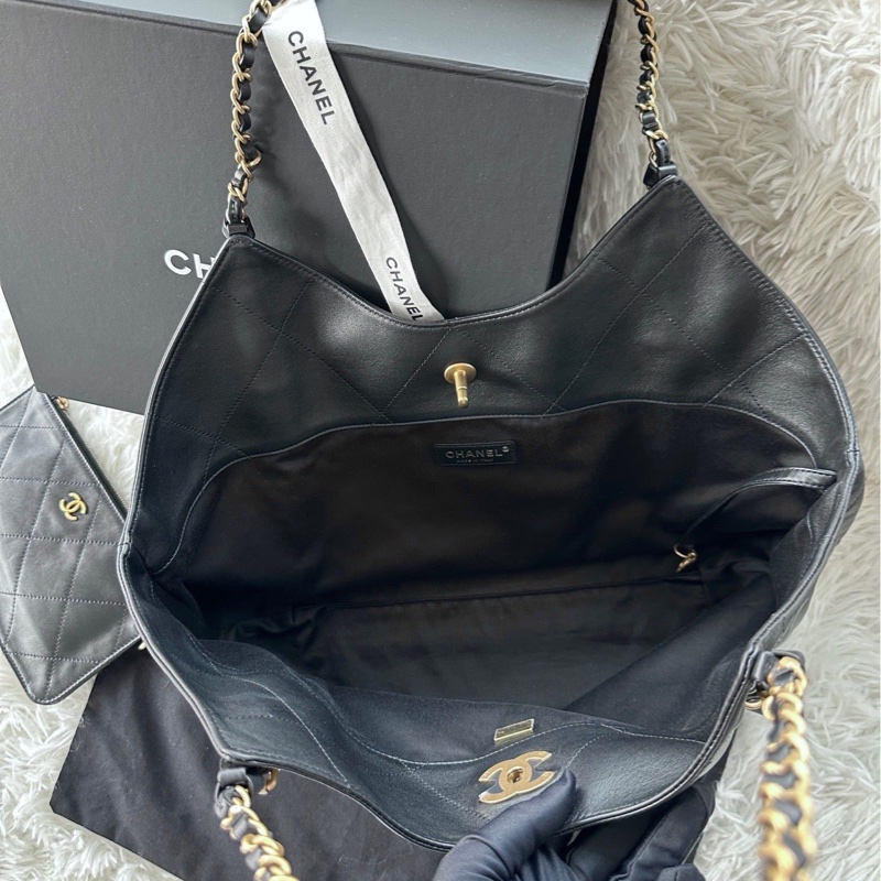 香奈兒 chanel 25s 權志龍 大號 tote 權志龍同款 大托特 購物袋 黑金-5