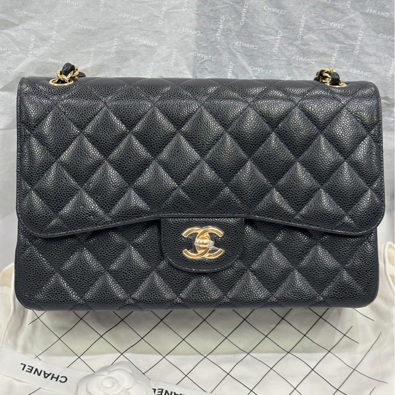 Chanel cf Jumbo 荔枝牛皮 可斜挎單肩-2