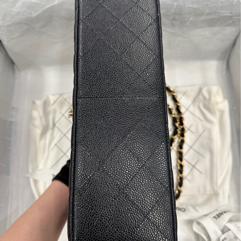Chanel cf Jumbo 荔枝牛皮 可斜挎單肩-5