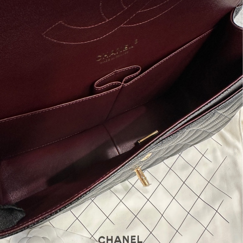 Chanel cf Jumbo 荔枝牛皮 可斜挎單肩-6