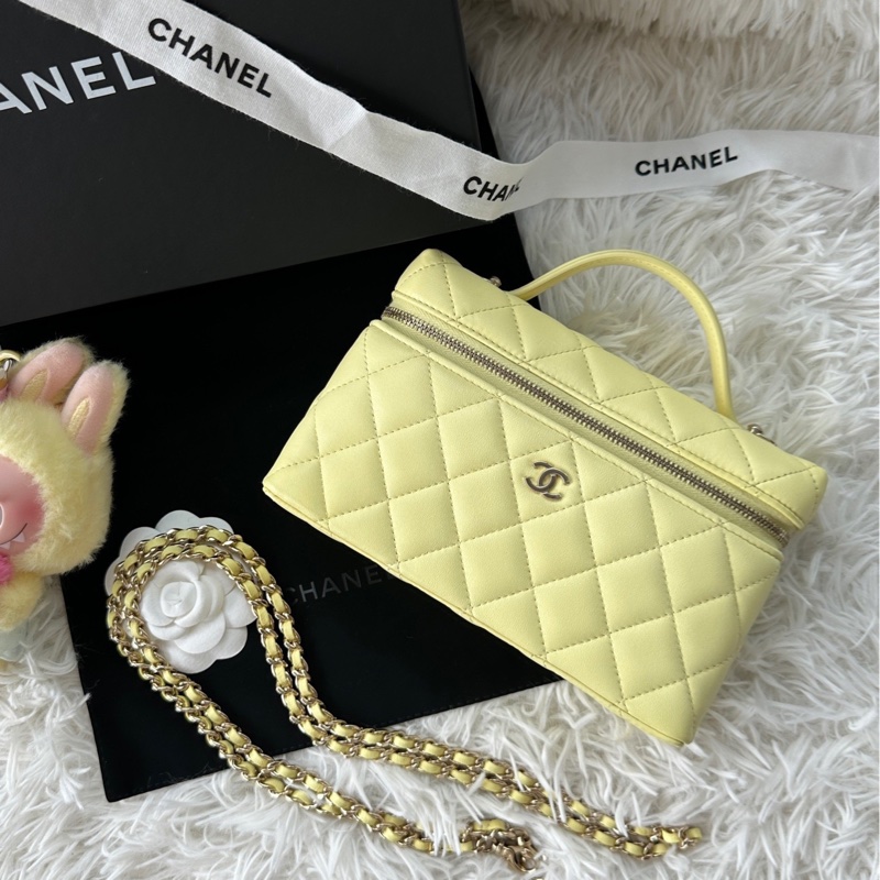 香奈兒 Chanel 25c lp 小雞黃色 飯盒包 盒子包 手提斜挎包 鏈條可拆卸-1
