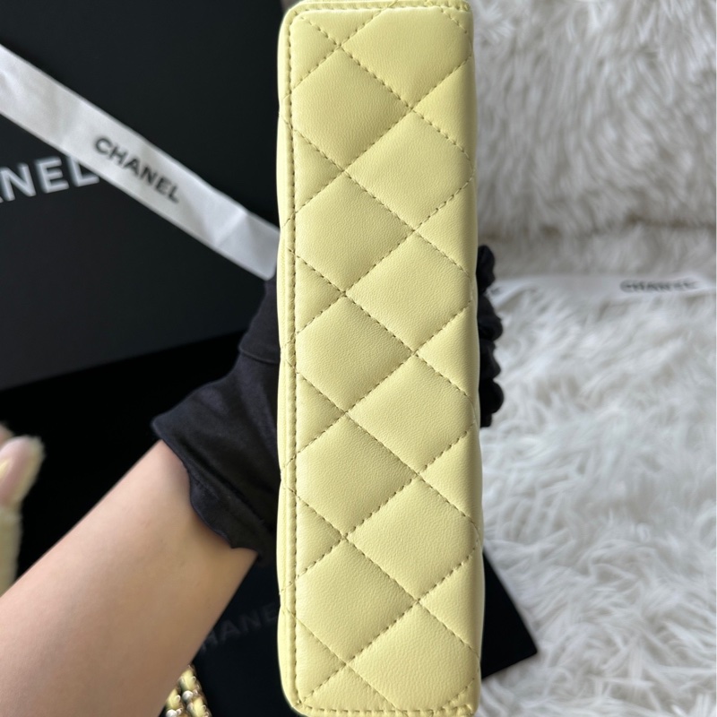香奈兒 Chanel 25c lp 小雞黃色 飯盒包 盒子包 手提斜挎包 鏈條可拆卸-5