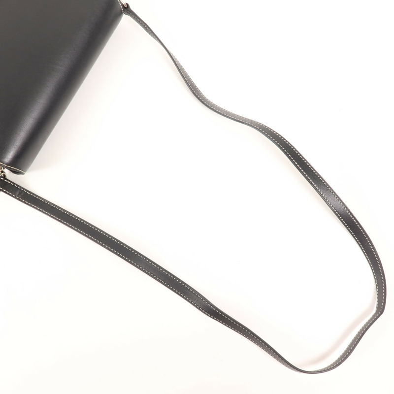 HERMES Sombrero皮革Roulis 23銀扣肩背袋Noir-4