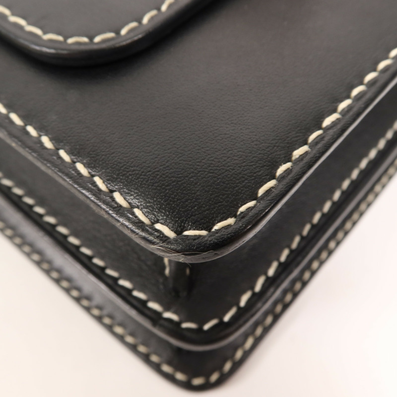 HERMES Sombrero皮革Roulis 23銀扣肩背袋Noir-5