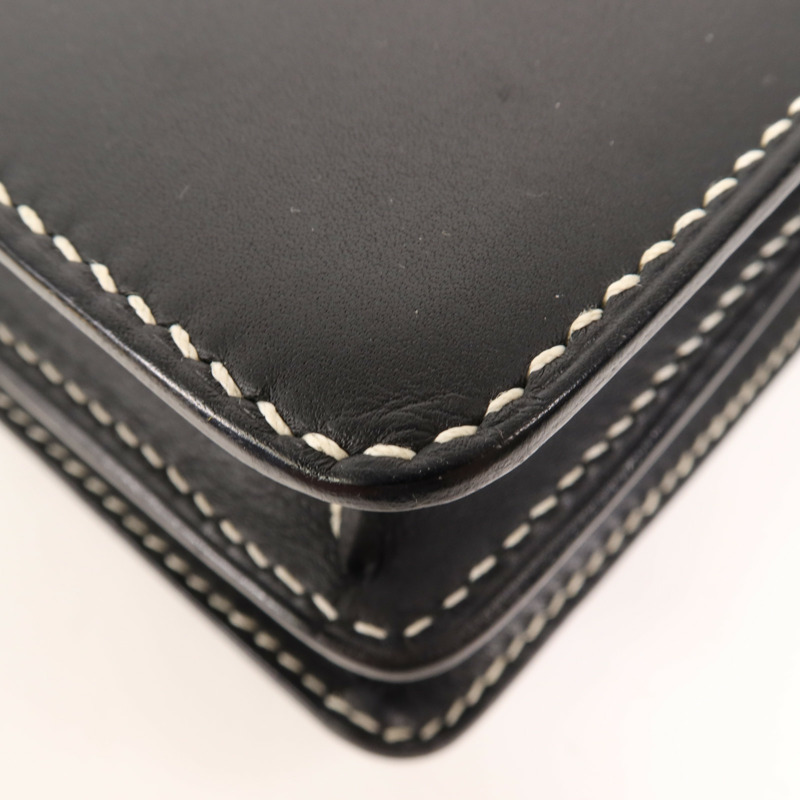 HERMES Sombrero皮革Roulis 23銀扣肩背袋Noir-7