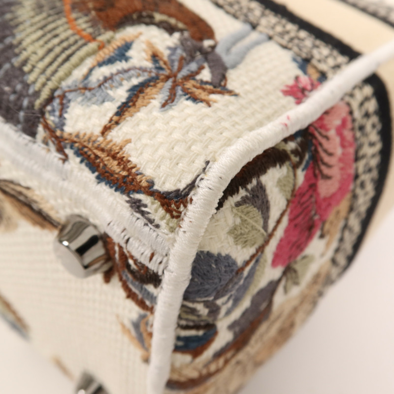 Dior 帆布Lady Dior Medium銀扣手挽肩背兩用袋-5