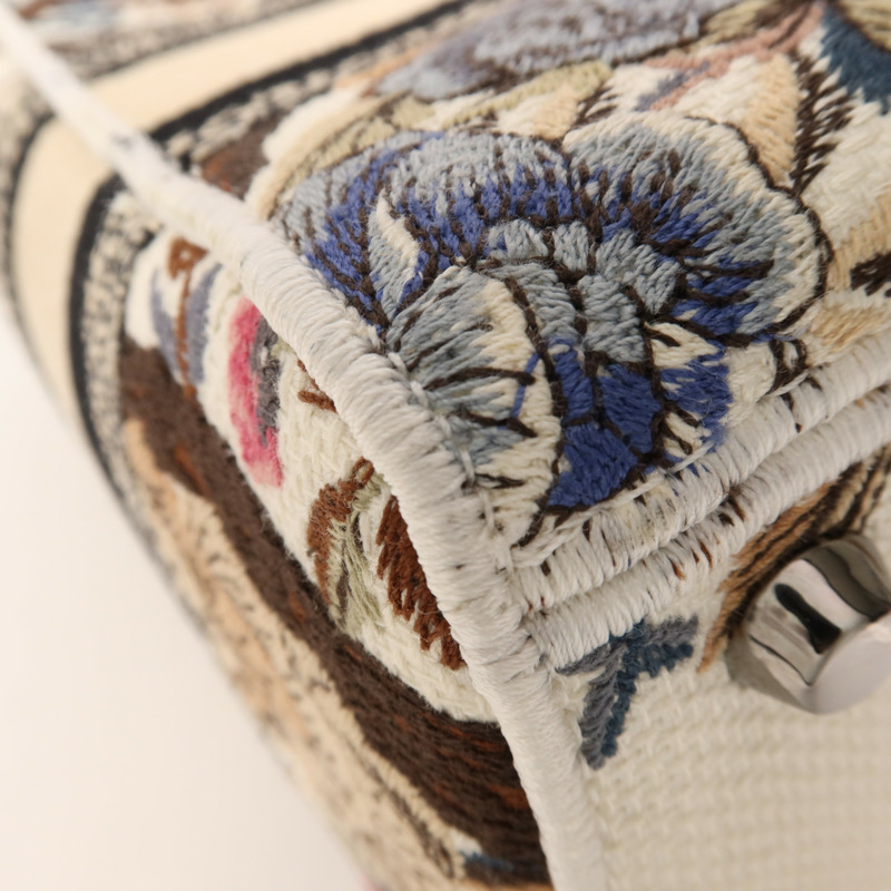 Dior 帆布Lady Dior Medium銀扣手挽肩背兩用袋-8