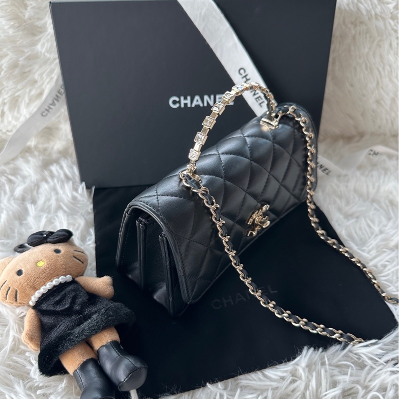 香奈兒 Chanel 24P 水鑽 鑽石 手柄 風琴 woc 手提 單肩 斜挎-1