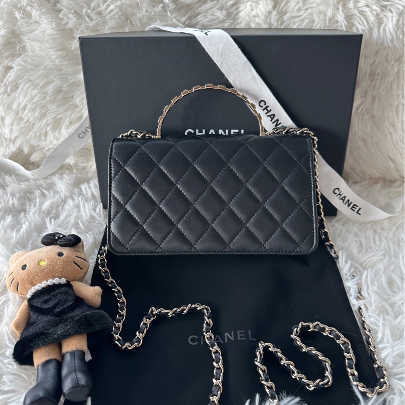 香奈兒 Chanel 24P 水鑽 鑽石 手柄 風琴 woc 手提 單肩 斜挎-2