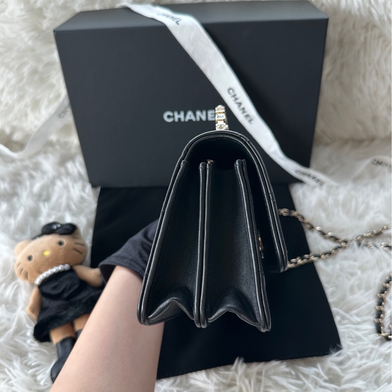 香奈兒 Chanel 24P 水鑽 鑽石 手柄 風琴 woc 手提 單肩 斜挎-3
