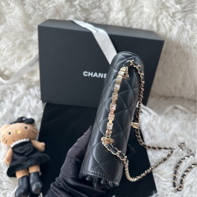 香奈兒 Chanel 24P 水鑽 鑽石 手柄 風琴 woc 手提 單肩 斜挎-4