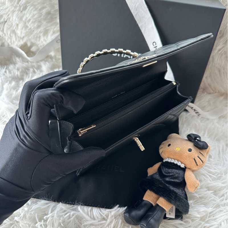 香奈兒 Chanel 24P 水鑽 鑽石 手柄 風琴 woc 手提 單肩 斜挎-6