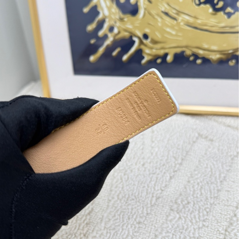 LV 路易威登 Initiales Logo印花平滑扣 牛皮 皮帶 女款 漸變粉色-2