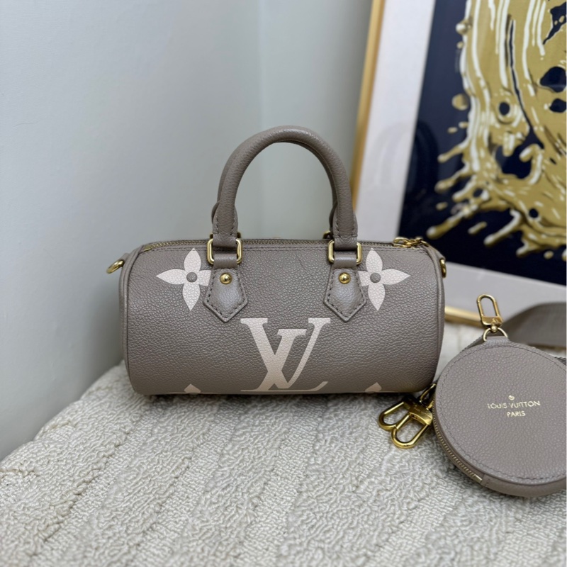 Lv/路易威登 Papillon BB巴比龍大象灰超大老花圖案 可拆卸圓形柔軟粒面 零錢包斜挎手提包-1