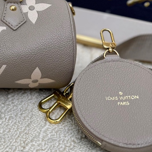 Lv/路易威登 Papillon BB巴比龍大象灰超大老花圖案 可拆卸圓形柔軟粒面 零錢包斜挎手提包-2