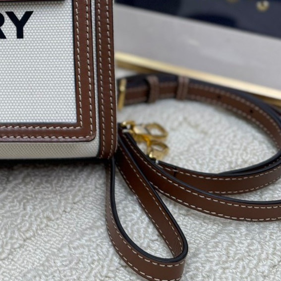 Burberry pocket 迷你雙色帆布拼皮格口袋包 手提斜挎包-2
