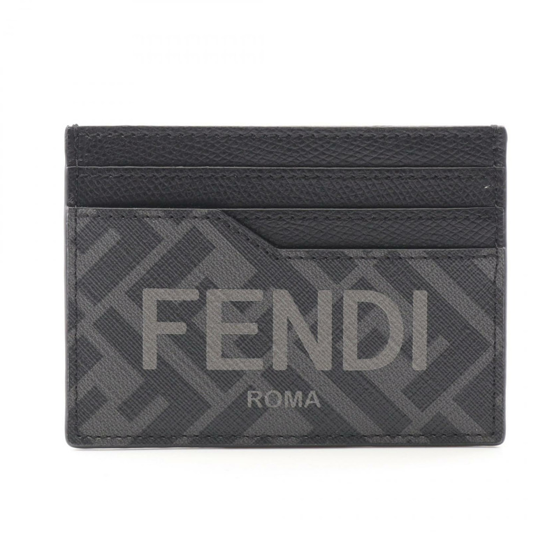 FENDI Zucca 卡包 7M0333AJJ5F0GXN 皮革 PVC 黑色 灰色 全新 男士-0