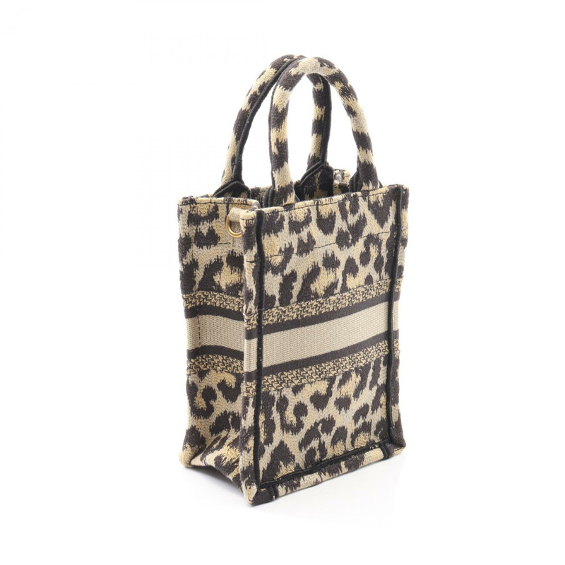 Christian Dior BOOK TOTE 迷你手機肩背包帆布米色黑色二手-1