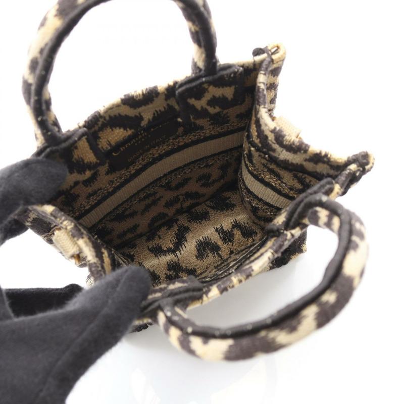 Christian Dior BOOK TOTE 迷你手機肩背包帆布米色黑色二手-2