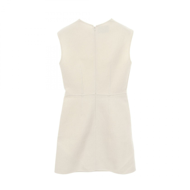 PRADA 水洗斜紋迷你洋裝 P3K49E 羊毛米色 #38S 二手女款-1