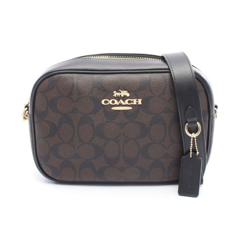 COACH Signature Jamie 相機單肩包 CA547 帆布皮革棕色黑色二手