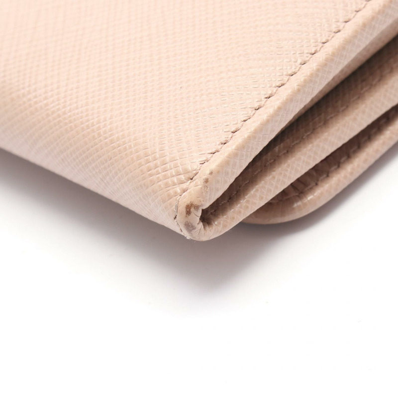 PRADA SAFFIANO MULTIC 雙折皮夾 1MH132 皮革 米色 二手 女士-7