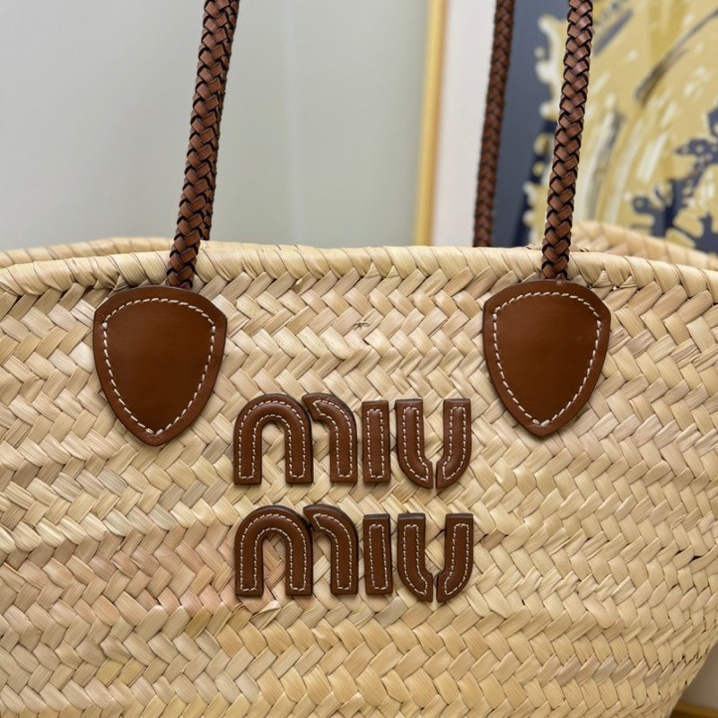 MIU MIU繆繆 字母徽標編織設計 柳條 托特包Tote包 購物袋單肩手提包 女款-4