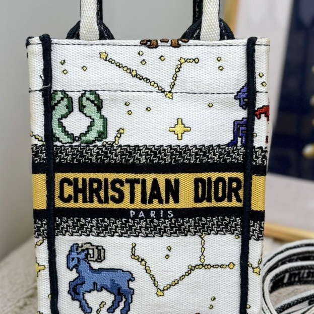 Dior迪奧 BookTote 星座圖案Logo刺繡 Tote托特包 購物袋琴譜包手機包 單肩斜挎手提包-3