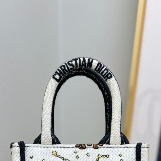 Dior迪奧 BookTote 星座圖案Logo刺繡 Tote托特包 購物袋琴譜包手機包 單肩斜挎手提包-4