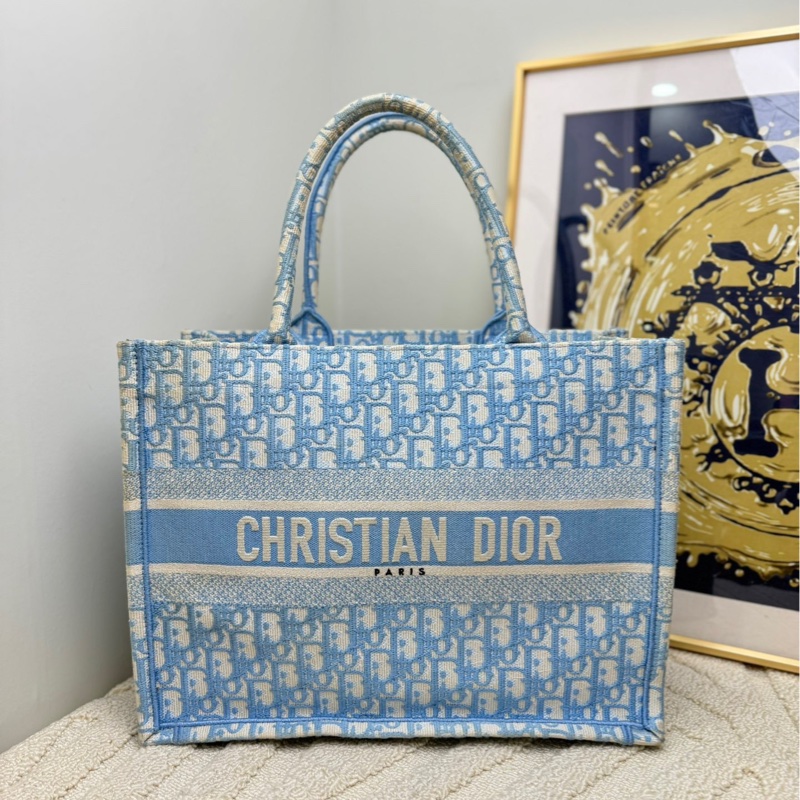 Dior迪奧 tote 托特中號 新款 矢車菊藍老花-0