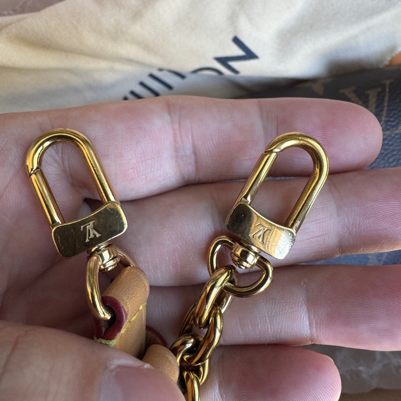 LOUIS VUITTON IVY 经典老花印花链条 涂层帆布 法棍 包腋下包手提单肩包 女款 老花棕色-18