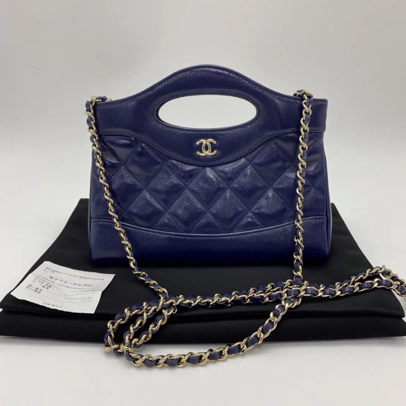 CHANEL 25K藍色31bag nano手提肩背斜背包20*17*3.5 全新閒置配件塵袋購證-0