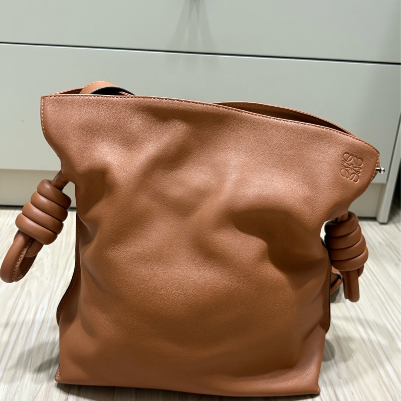 LOEWE Flamenco Clutch 真皮肩包 棕色-0