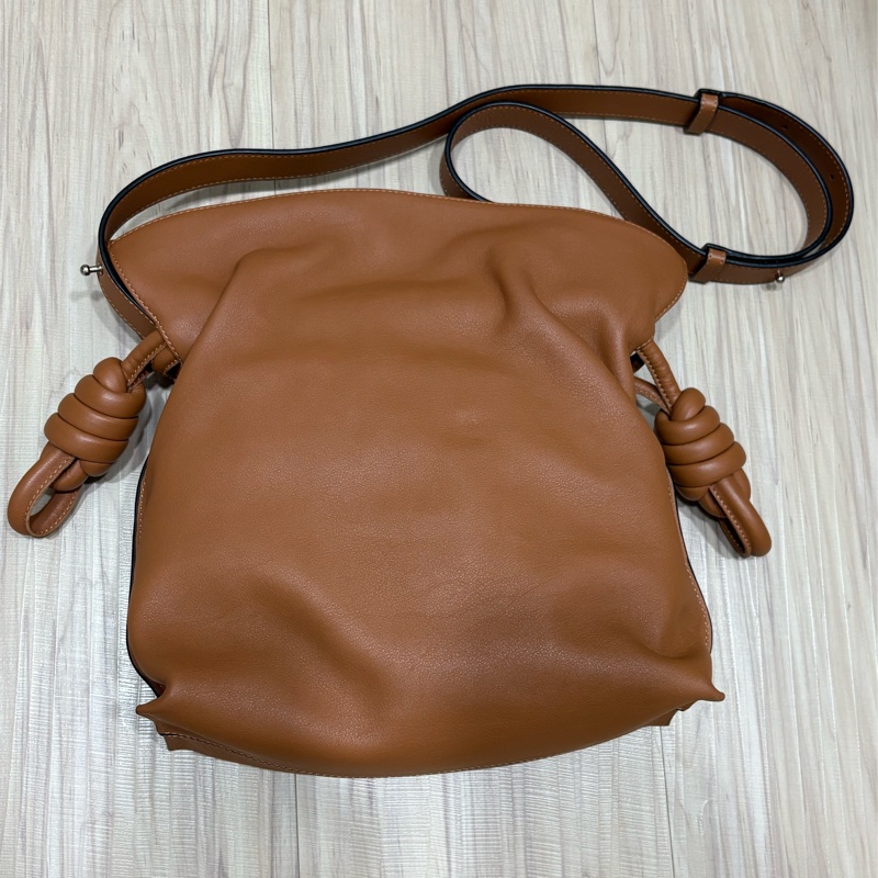 LOEWE Flamenco Clutch 真皮肩包 棕色-2