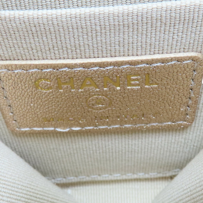 金色 牛皮 2024 VIP年度禮物 零錢耳機 掛飾包 金扣【CHANEL 香奈兒】-6