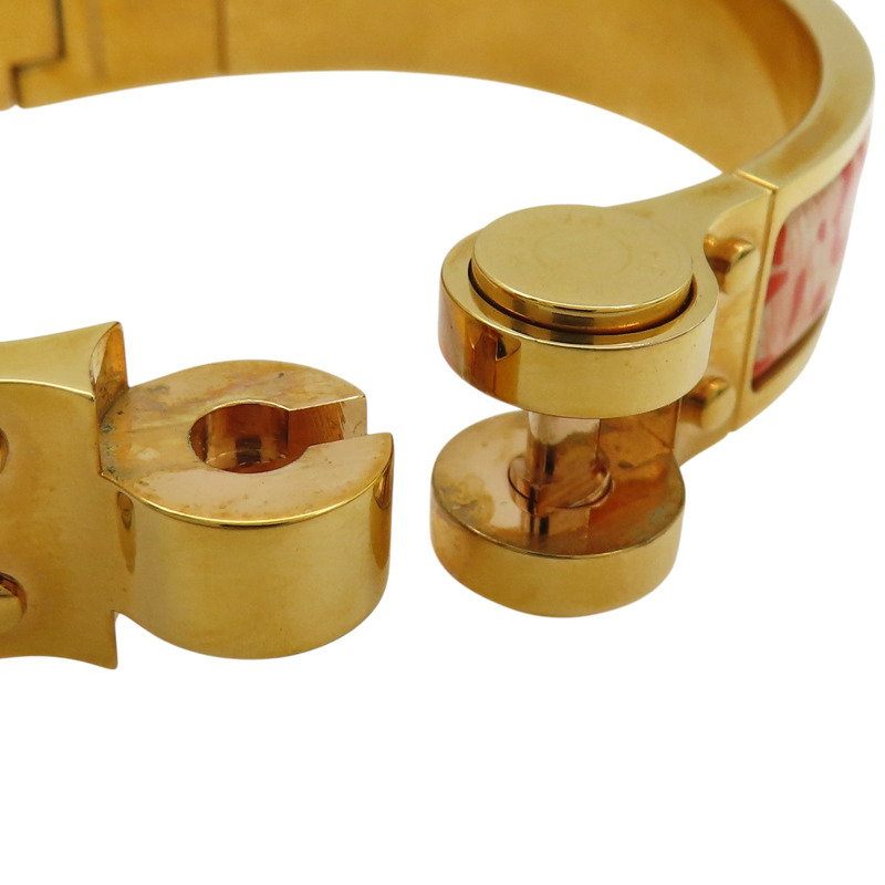 粉/橘色 琺瑯 鍍金屬 Charniere 手環【HERMES 愛馬仕】-5