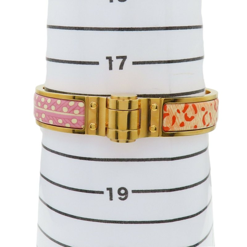 粉/橘色 琺瑯 鍍金屬 Charniere 手環【HERMES 愛馬仕】-9