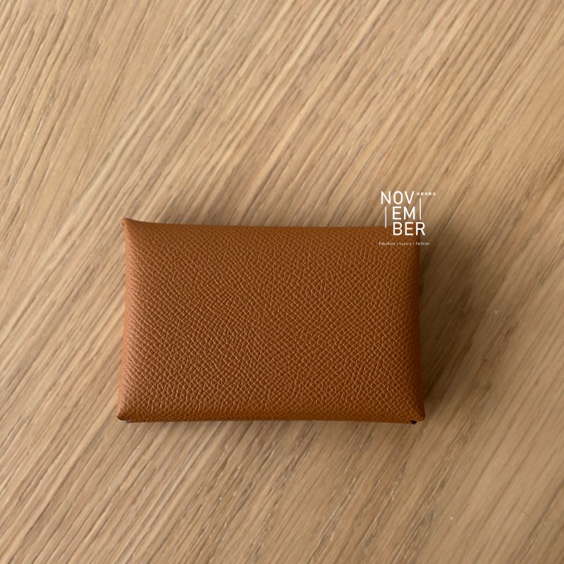全新🤎 Hermès 愛馬仕 Calvi 卡包 金棕色-0