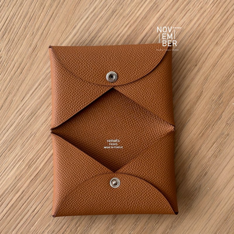 全新🤎 Hermès 愛馬仕 Calvi 卡包 金棕色-4