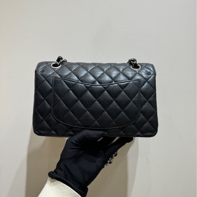 香奈兒Chanel cf 黑色銀扣小號單肩斜挎包-2