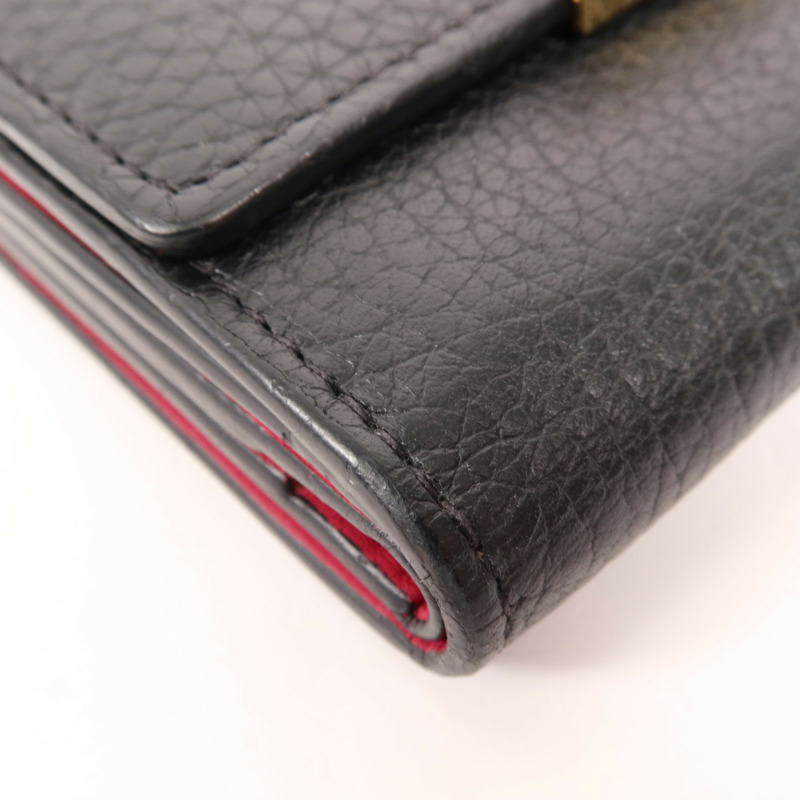 LOUIS VUITTON Taurillon皮革Capucines XS Wallet金扣短錢包-9