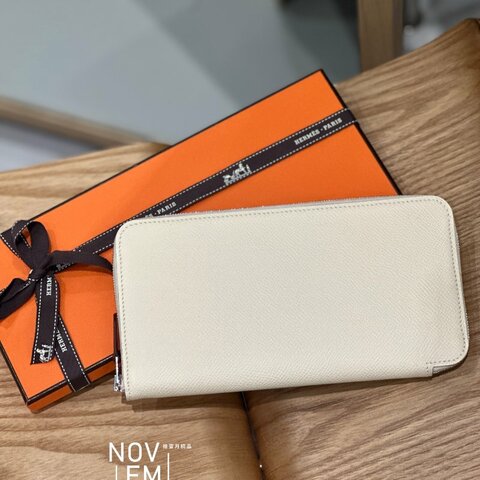 全新🤍 Hermès 愛馬仕 白色絲巾長夾