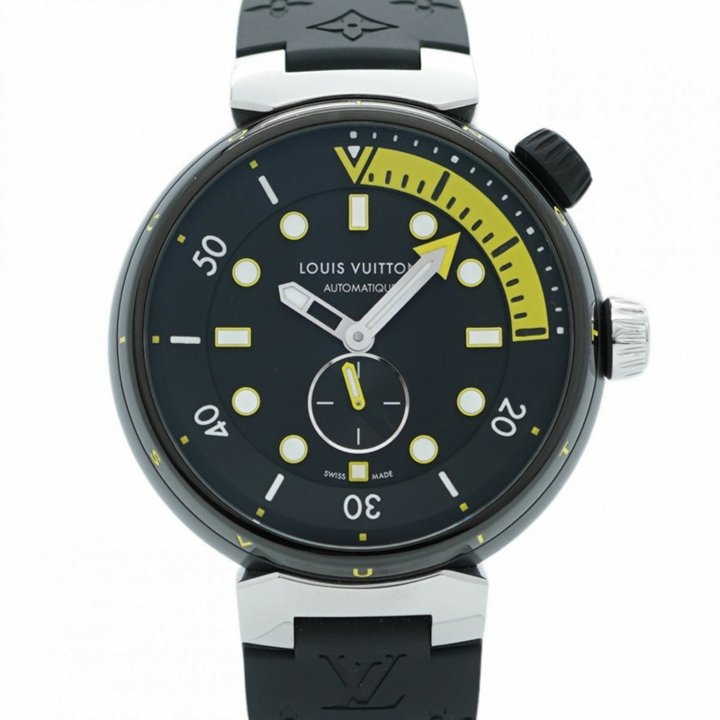 Louis Vuitton Tambour QA122 男士黑色錶盤手錶-0