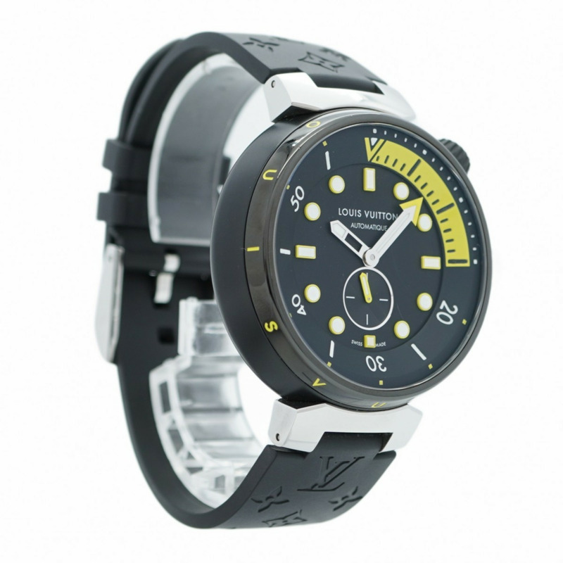 Louis Vuitton Tambour QA122 男士黑色錶盤手錶-3